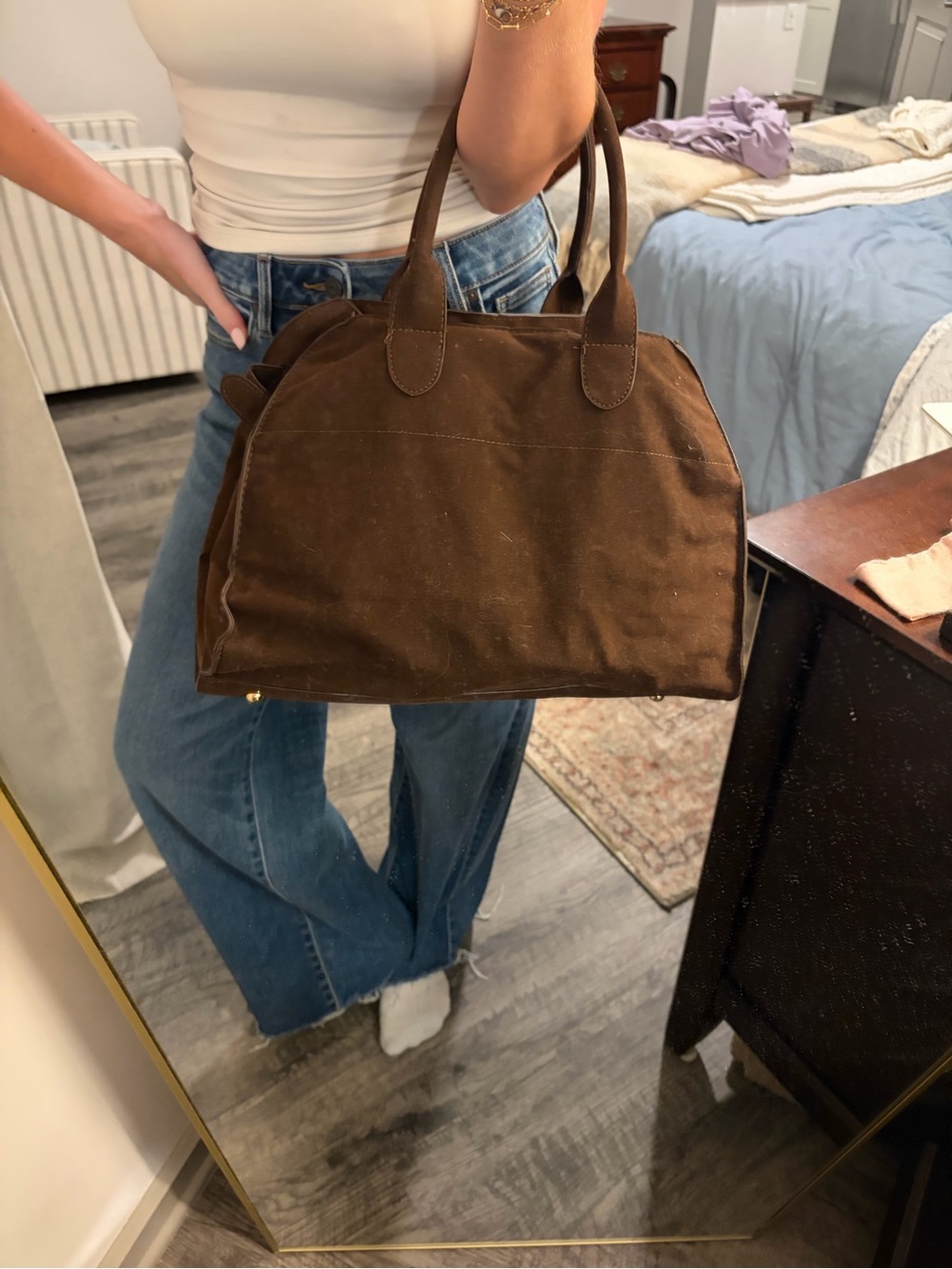 Classic Brown Women's suede Tote Bag